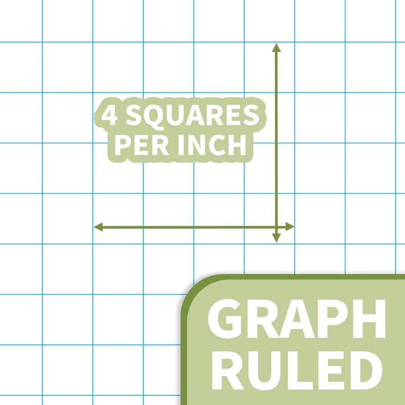 SUNEE Spiral Notebook, 1-Subject, Graph Ruled Paper, 8" x 10-1/2", 100 Sheets per Notebook, 3-Hole Punched Paper, Water Resistant Cover, Spiral Grid Notebooks for Work, Home, School, Writing, Green - Image 3